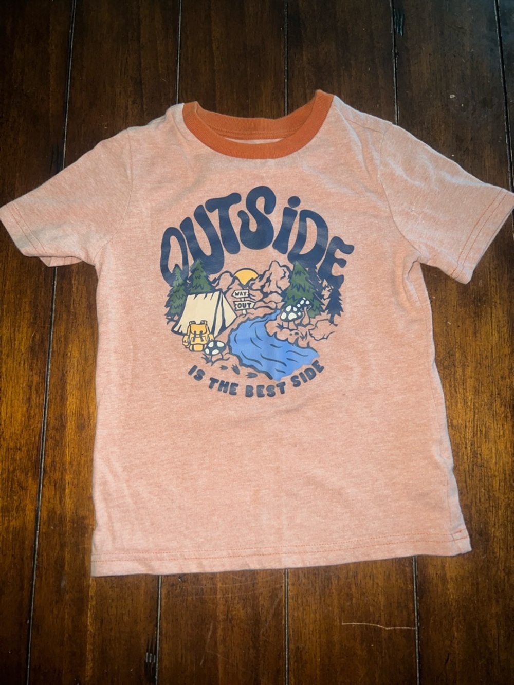 🎉🎉 5 for $20🎉🎉Kids' Heather Orange Graphic Tee — 'Outside Is The Best Side'